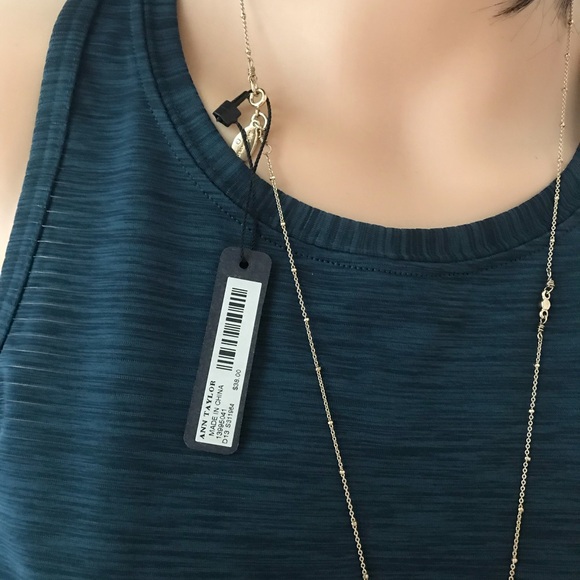 Long Necklace. New with Tags. Gold and Turquoise Blue. - Picture 2 of 3